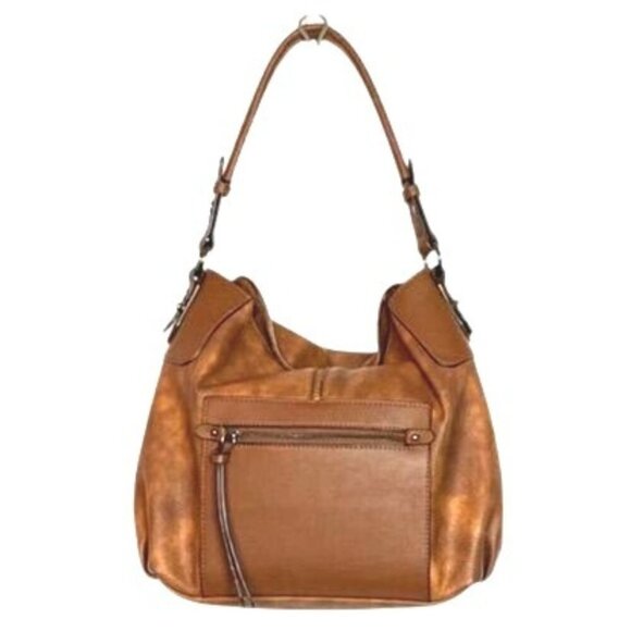 Lapsting Brown Shoulder Bag With Adjustable Strap & Zipper Pockets Vegan Leather - Picture 1 of 10